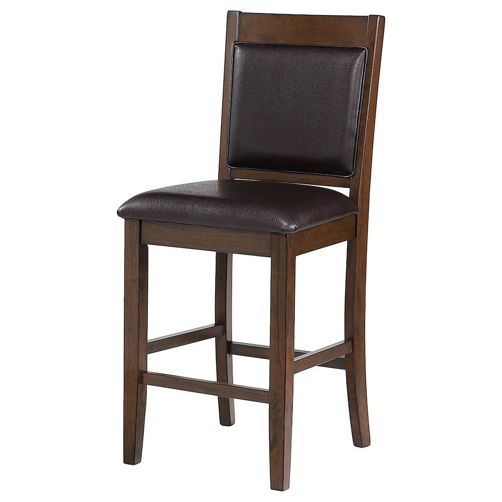 Brown and Walnut Upholstered Counter Height Stools (Set of 2). Picture 5
