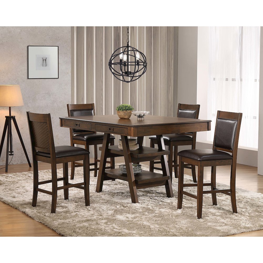 Brown and Walnut Upholstered Counter Height Stools (Set of 2). Picture 13