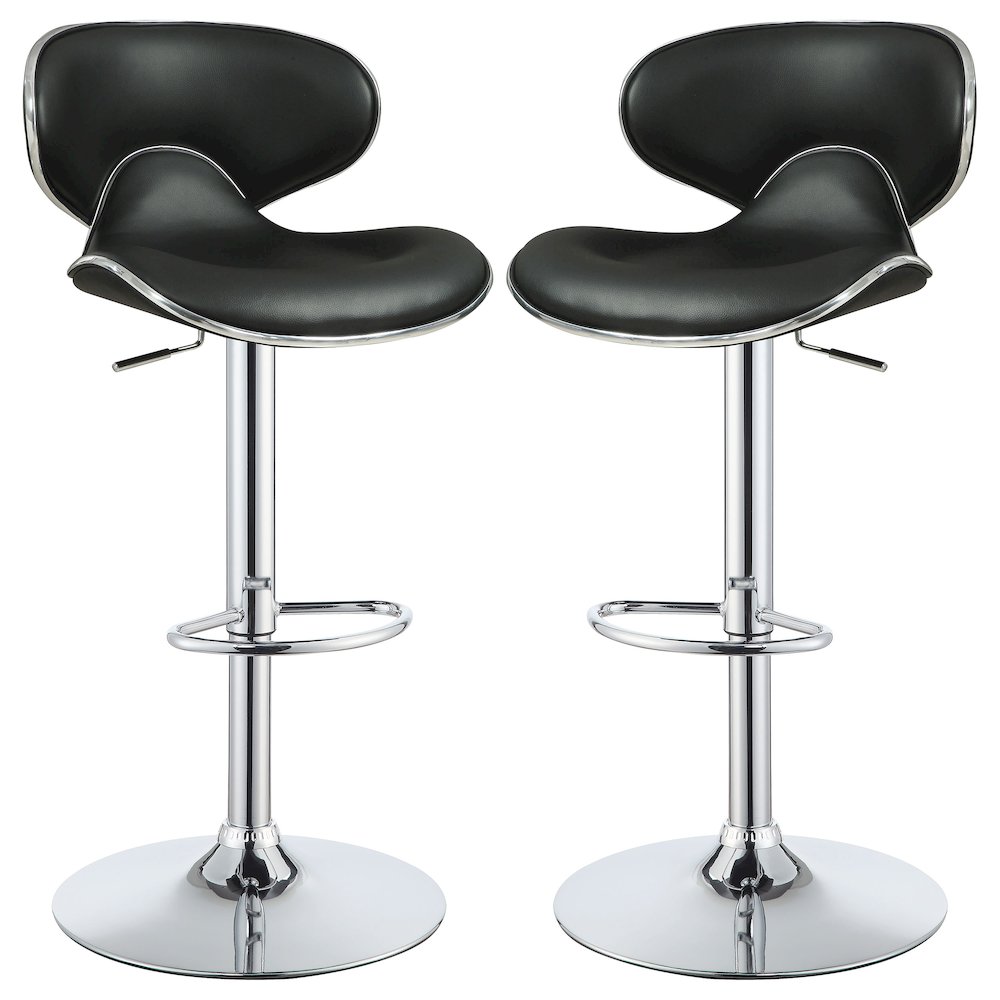Contemporary Chrome Adjustable Bar Stools (Set of 2). Picture 1