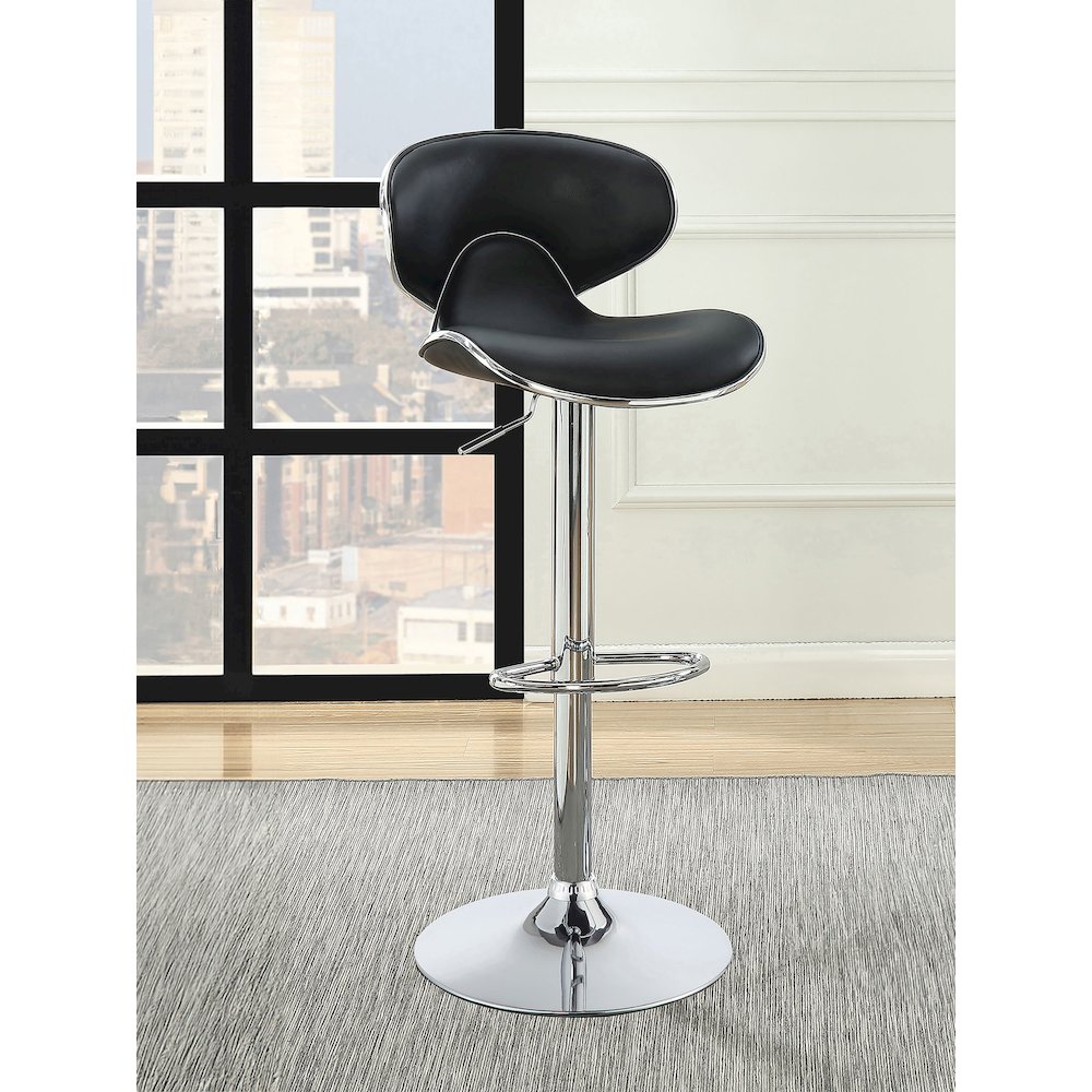 Contemporary Chrome Adjustable Bar Stools (Set of 2). Picture 3