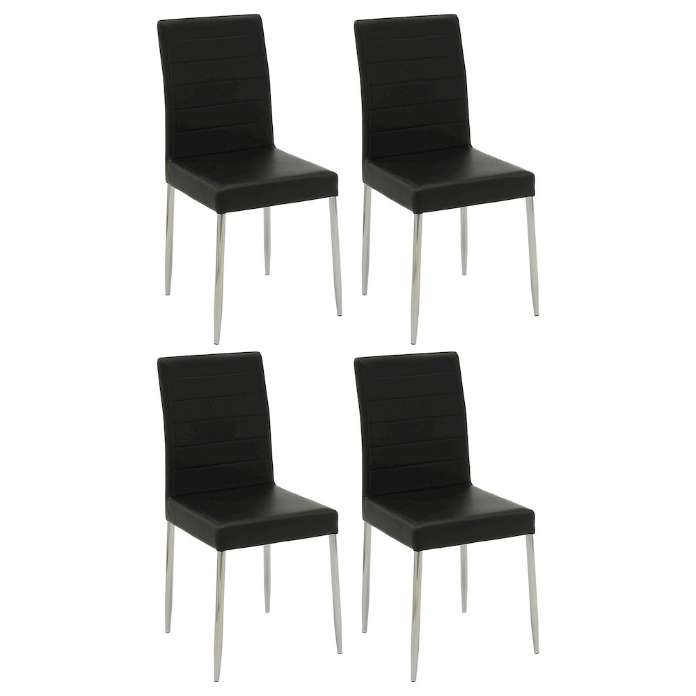 Casual Faux Leather Chrome Dining Chairs (Set of 4). Picture 1