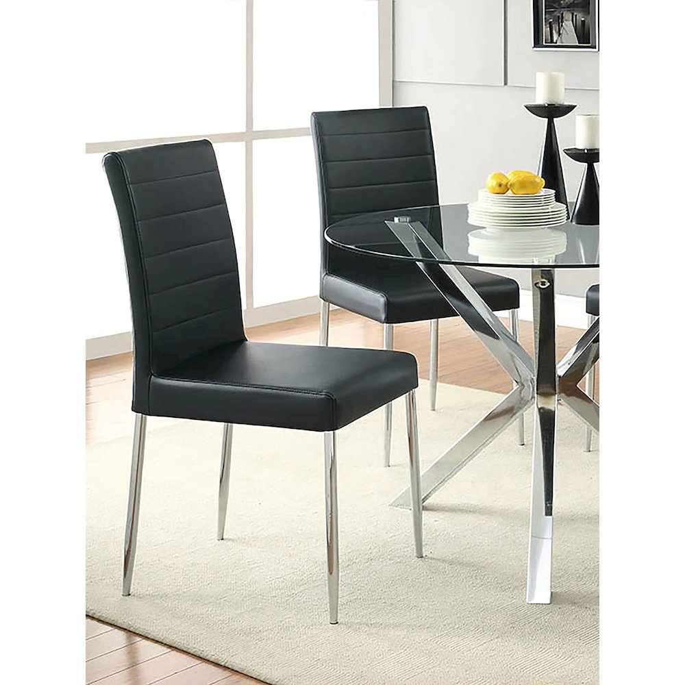 Casual Faux Leather Chrome Dining Chairs (Set of 4). Picture 2