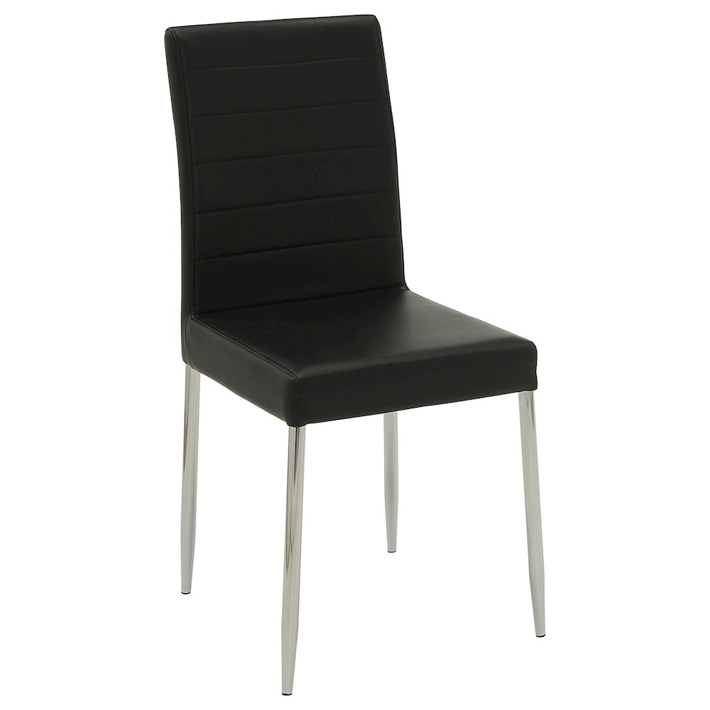 Casual Faux Leather Chrome Dining Chairs (Set of 4). Picture 3