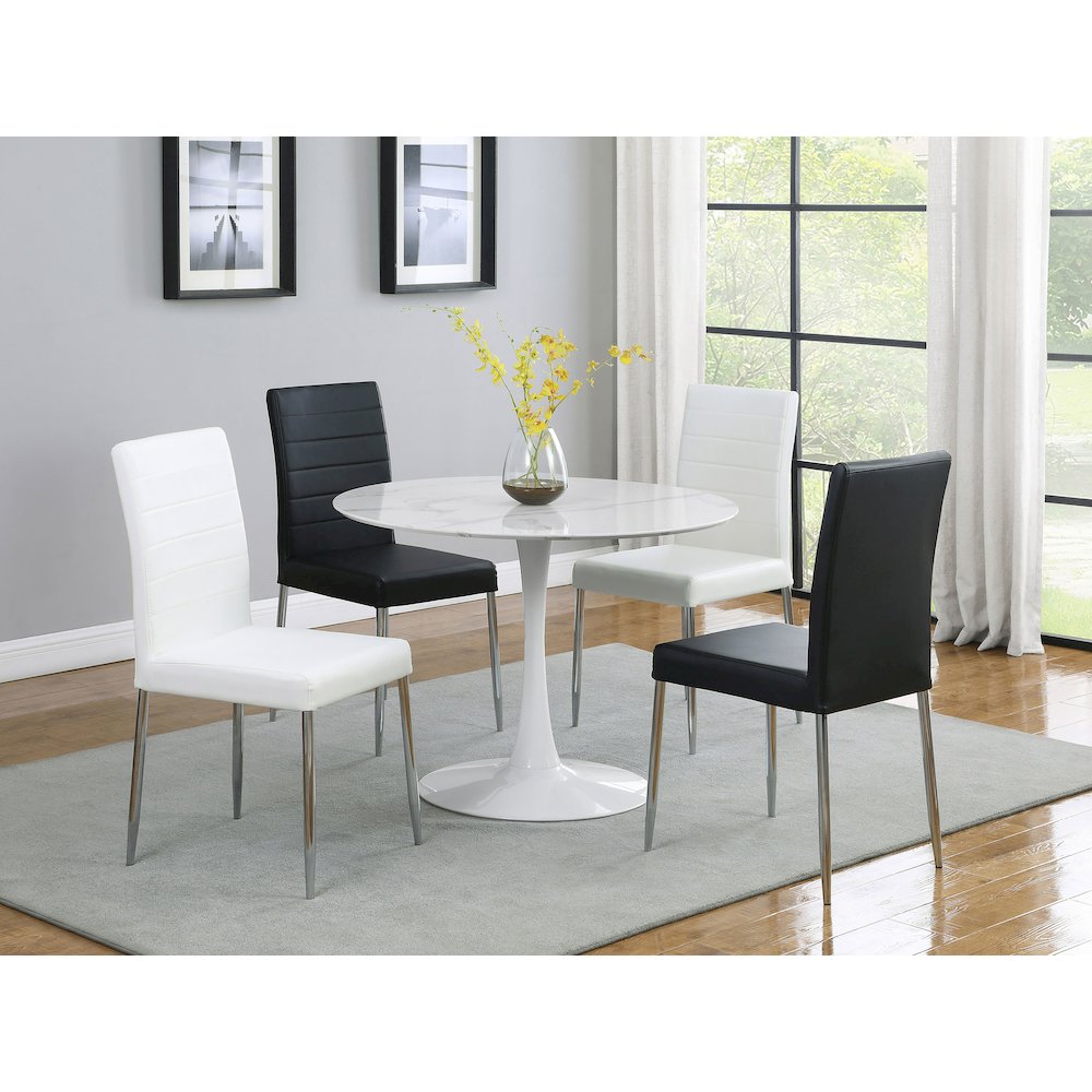 Casual Faux Leather Chrome Dining Chairs (Set of 4). Picture 7
