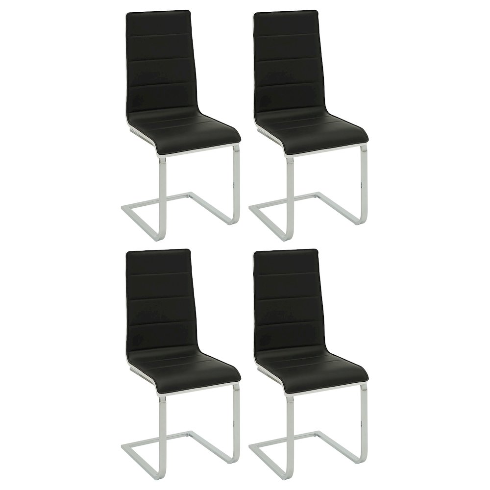 Contemporary Faux Leather Chrome Dining Chairs (Set of 4). Picture 1