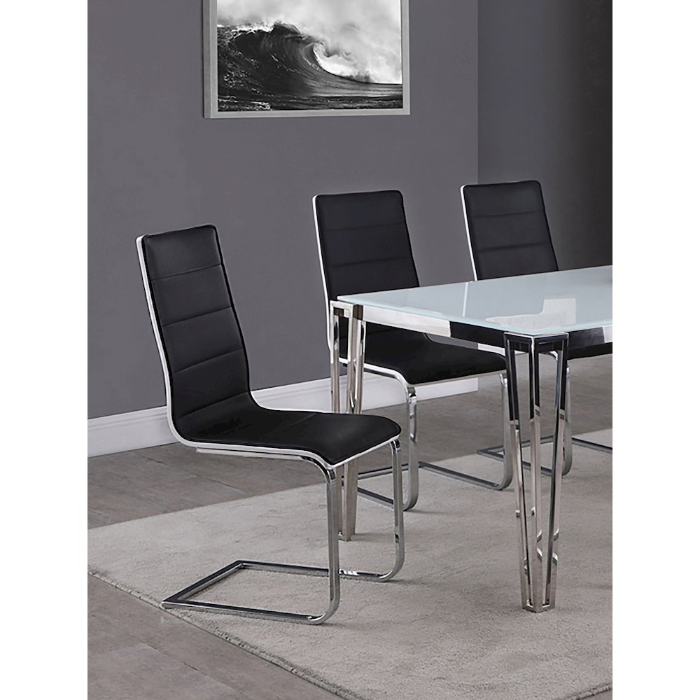 Contemporary Faux Leather Chrome Dining Chairs (Set of 4). Picture 2