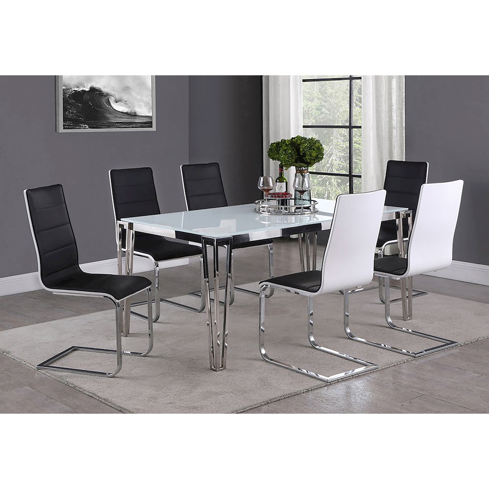Contemporary Faux Leather Chrome Dining Chairs (Set of 4). Picture 6