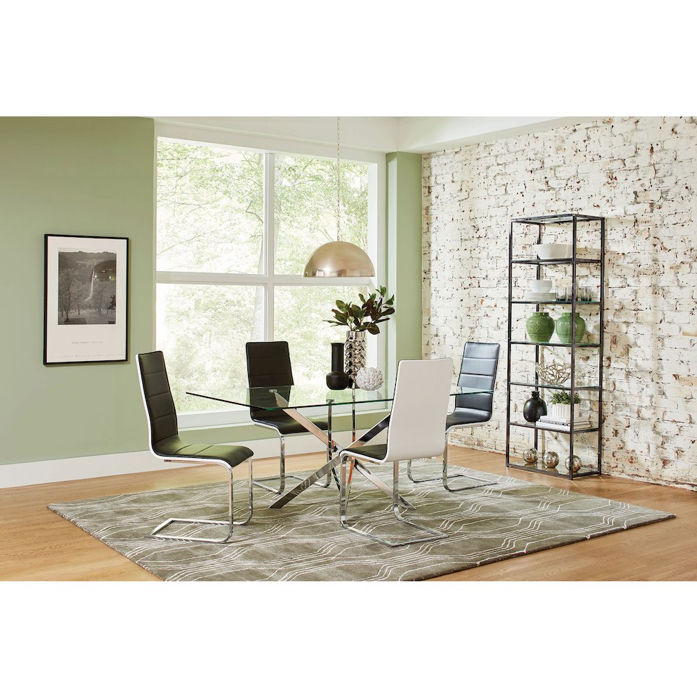 Contemporary Faux Leather Chrome Dining Chairs (Set of 4). Picture 7