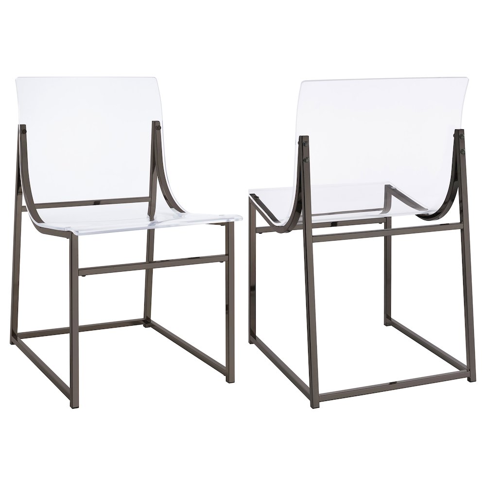 Clear and Black Nickel Acrylic Side Chair (Set of 2). Picture 1