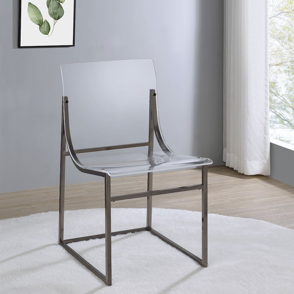 Clear and Black Nickel Acrylic Side Chair (Set of 2). Picture 2