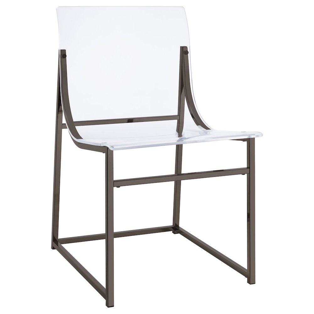 Clear and Black Nickel Acrylic Side Chair (Set of 2). Picture 3