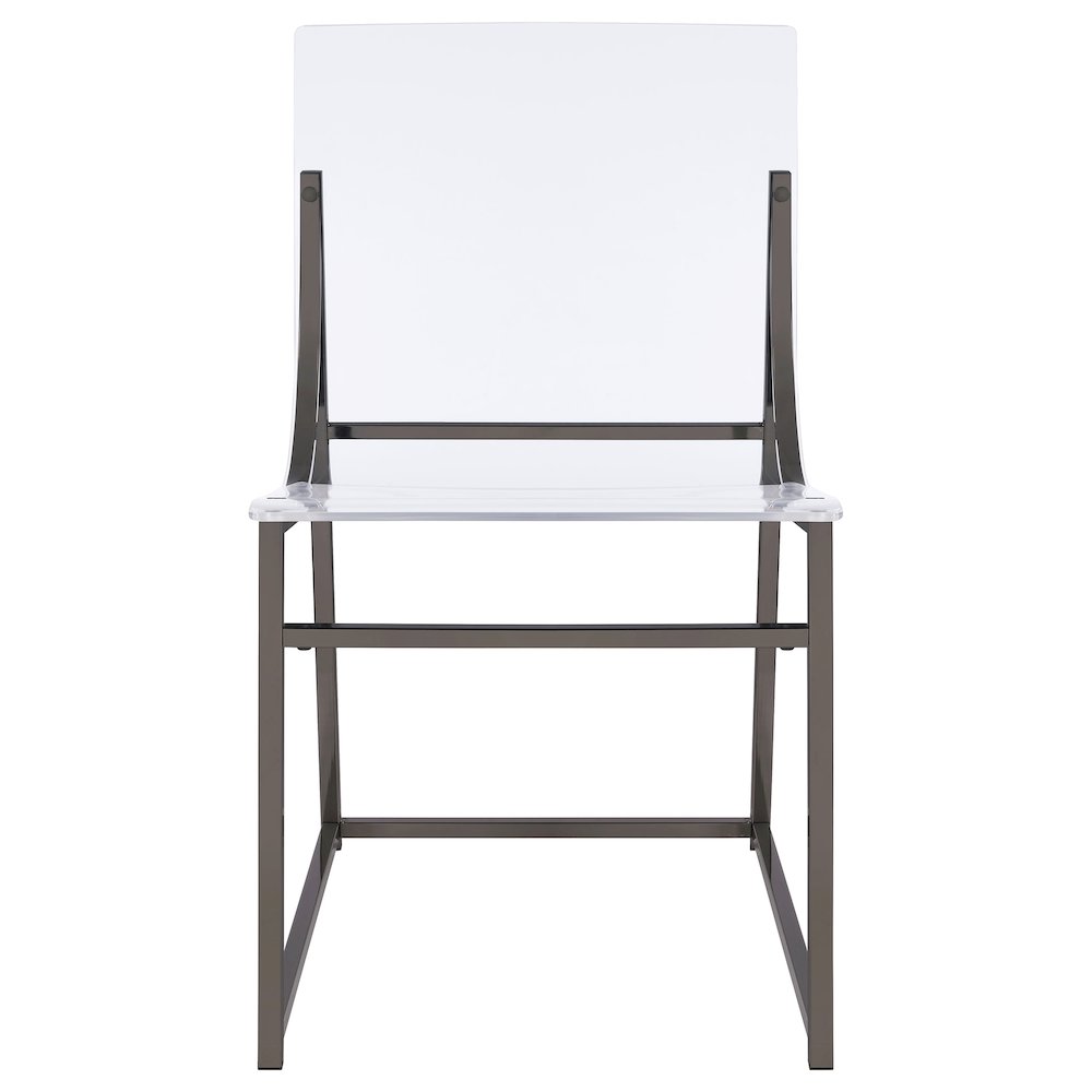 Clear and Black Nickel Acrylic Side Chair (Set of 2). Picture 4