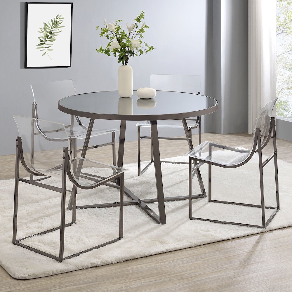 Clear and Black Nickel Acrylic Side Chair (Set of 2). Picture 12