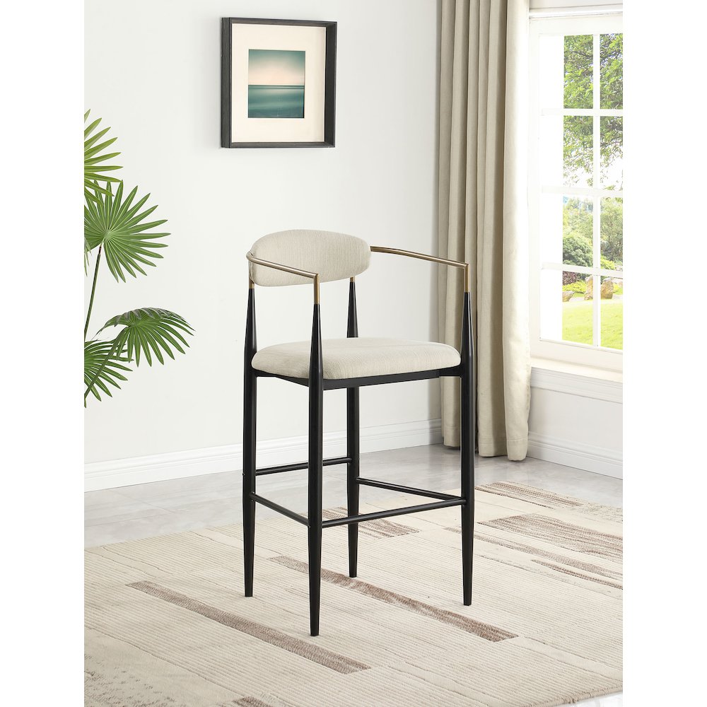 Upholstered Stool with Metal Leg. Picture 2