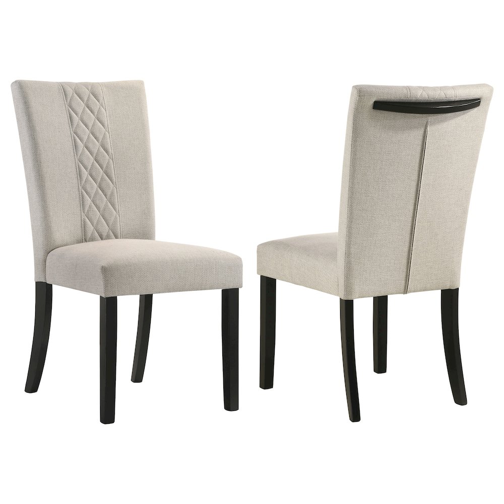 Beige and Black Upholstered Side Chairs (Set of 2). Picture 1