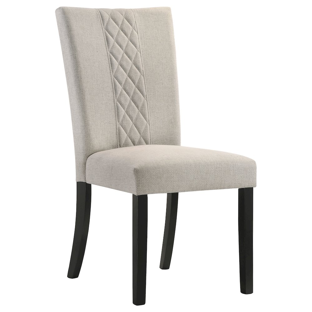 Beige and Black Upholstered Side Chairs (Set of 2). Picture 3