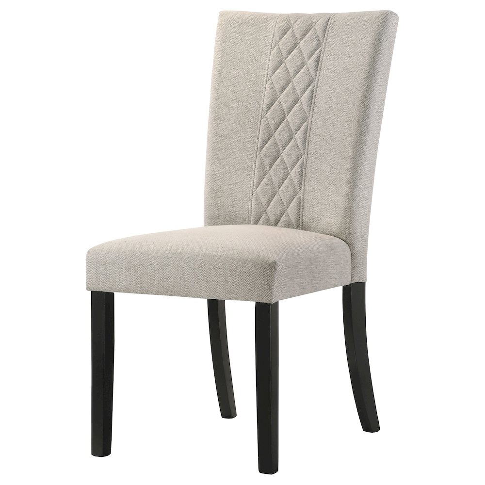 Beige and Black Upholstered Side Chairs (Set of 2). Picture 5