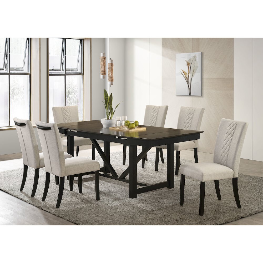 Beige and Black Upholstered Side Chairs (Set of 2). Picture 14