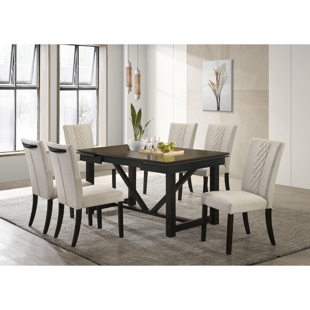 Beige and Black Upholstered Side Chairs (Set of 2). Picture 15