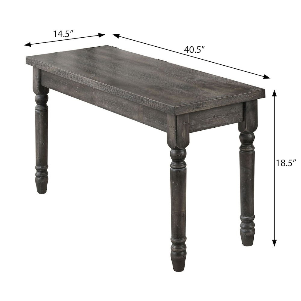 Weathered Grey Dining Bench with Turned Legs. Picture 2