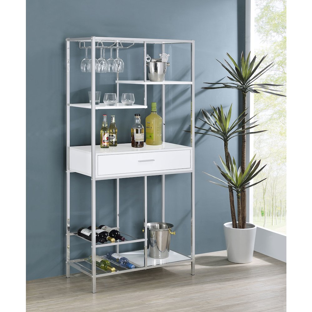 White High Gloss 6-shelf Wine Cabinet. Picture 2