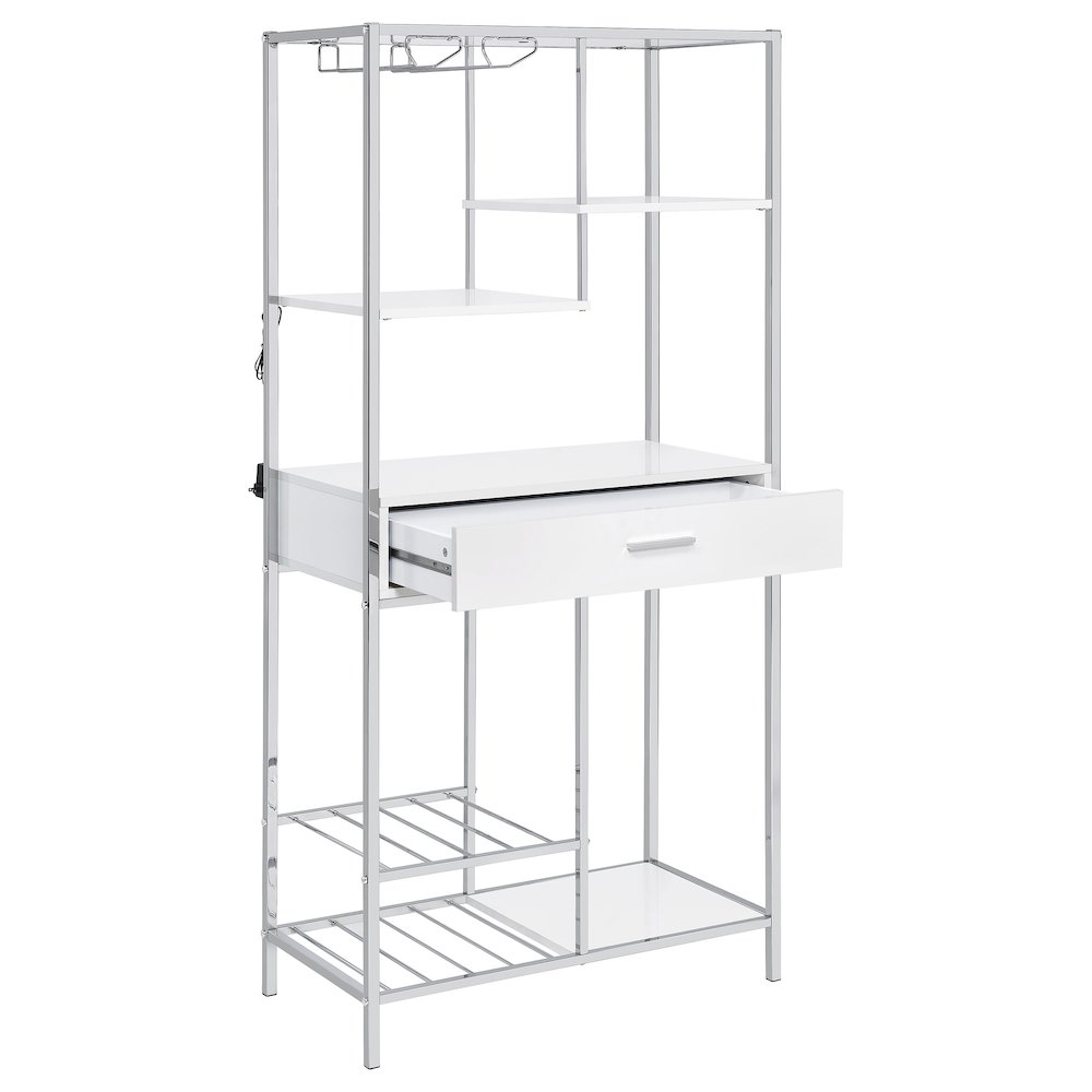 White High Gloss 6-shelf Wine Cabinet. Picture 6