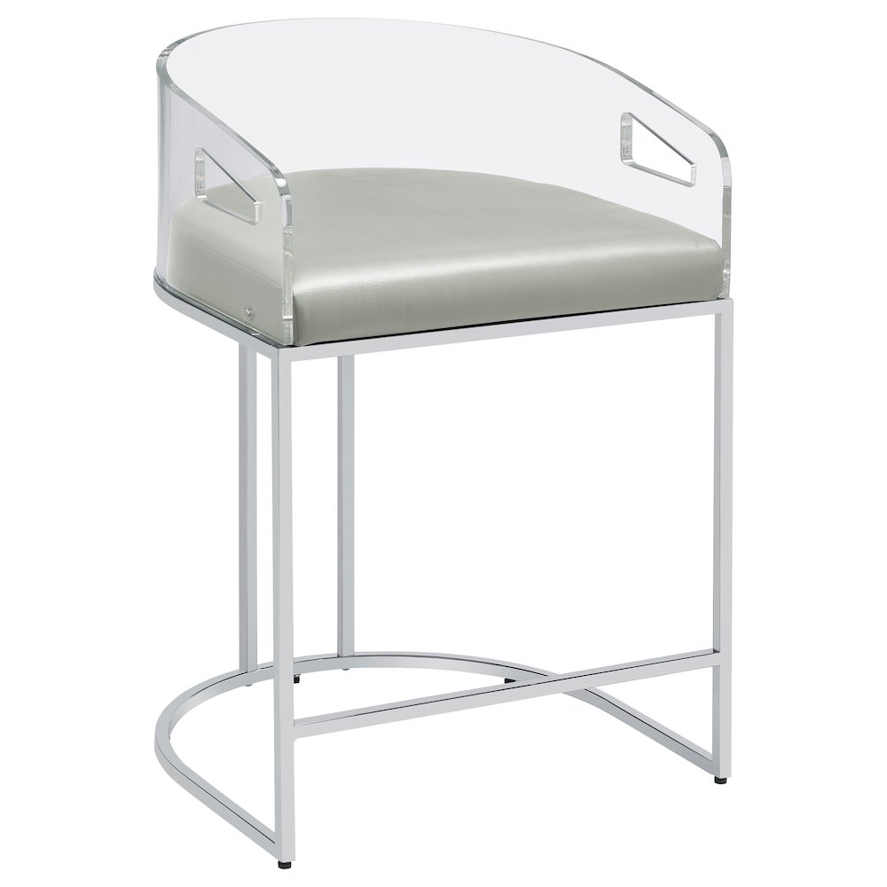 Grey and Chrome Acrylic Back Counter Height Stools (Set of 2). Picture 3