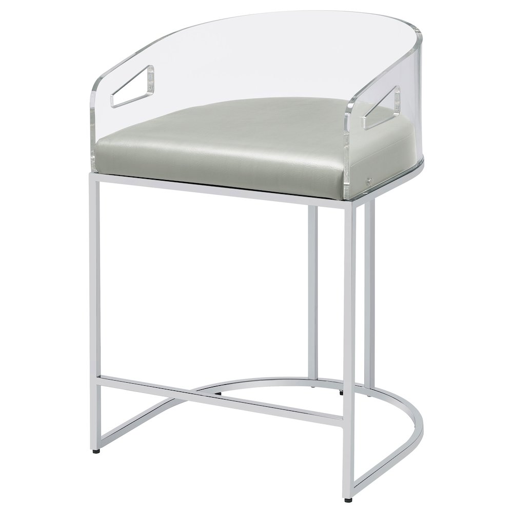 Grey and Chrome Acrylic Back Counter Height Stools (Set of 2). Picture 5
