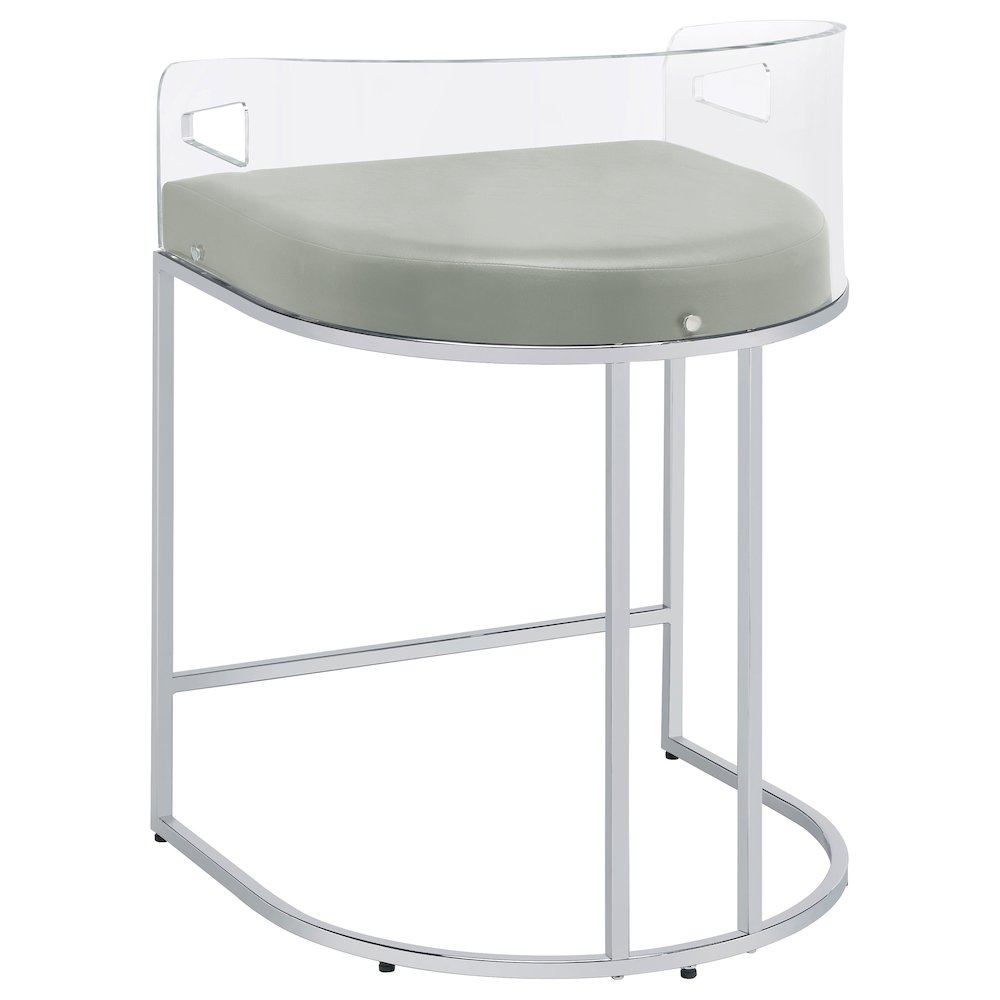 Grey and Chrome Acrylic Back Counter Height Stools (Set of 2). Picture 7