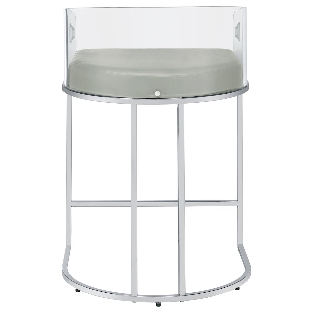 Grey and Chrome Acrylic Back Counter Height Stools (Set of 2). Picture 8