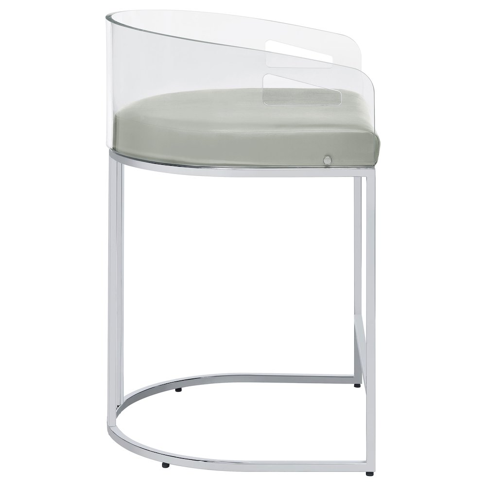 Grey and Chrome Acrylic Back Counter Height Stools (Set of 2). Picture 10