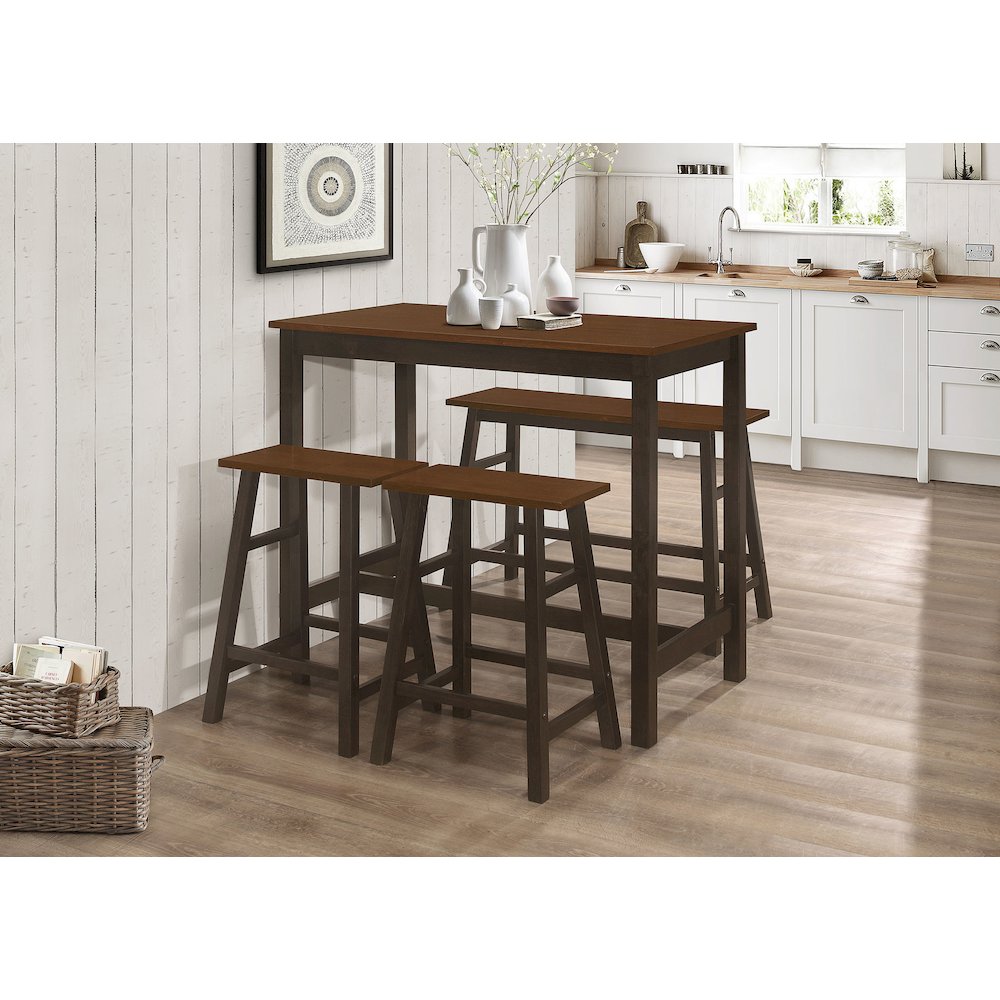 Chestnut and Dark Brown 4-piece Counter Height Dining Set. Picture 1