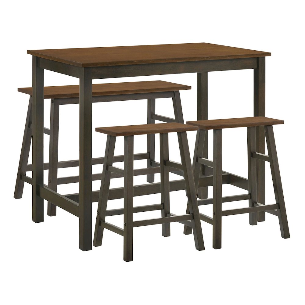 Chestnut and Dark Brown 4-piece Counter Height Dining Set. Picture 2