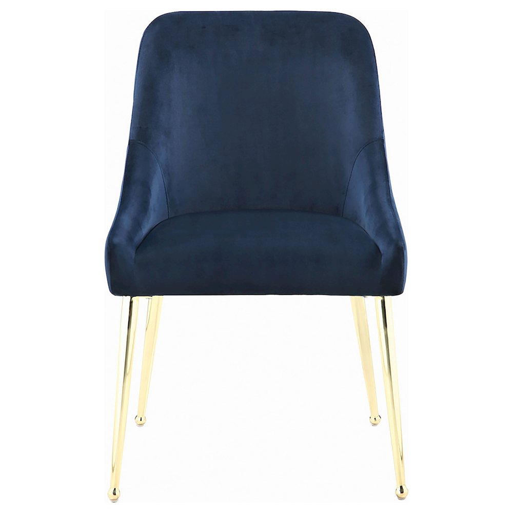 Dark Ink Blue and Gold Upholstered Dining Chairs (Set of 2). Picture 4