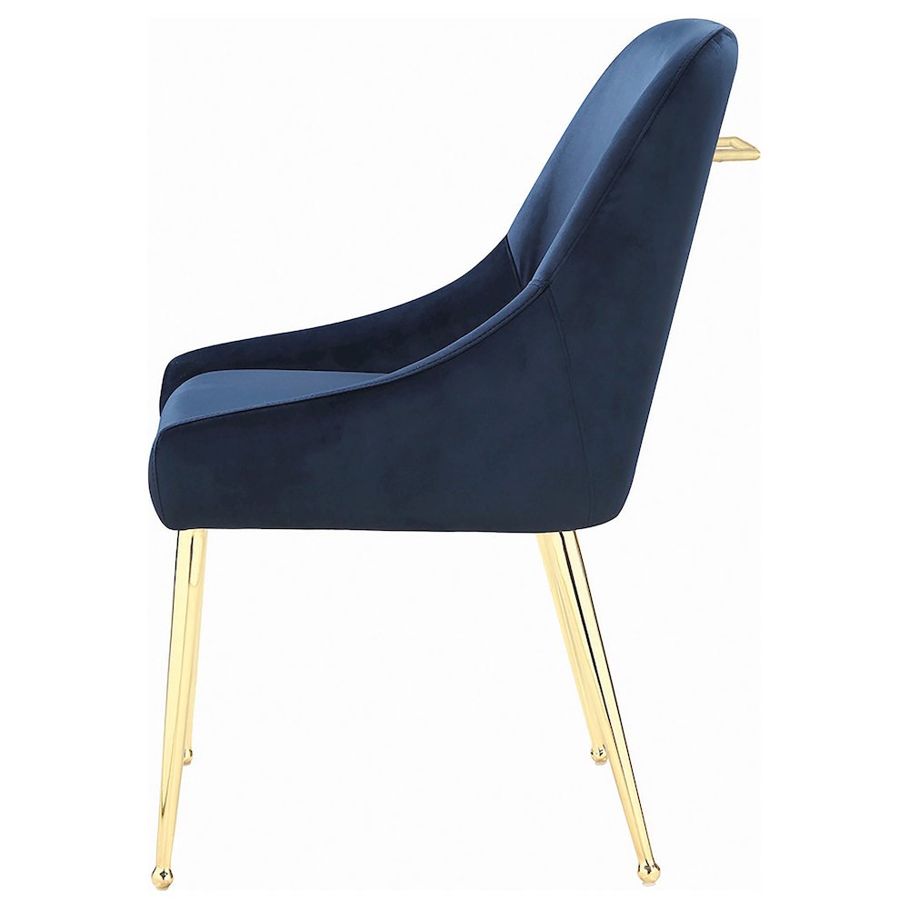 Dark Ink Blue and Gold Upholstered Dining Chairs (Set of 2). Picture 6