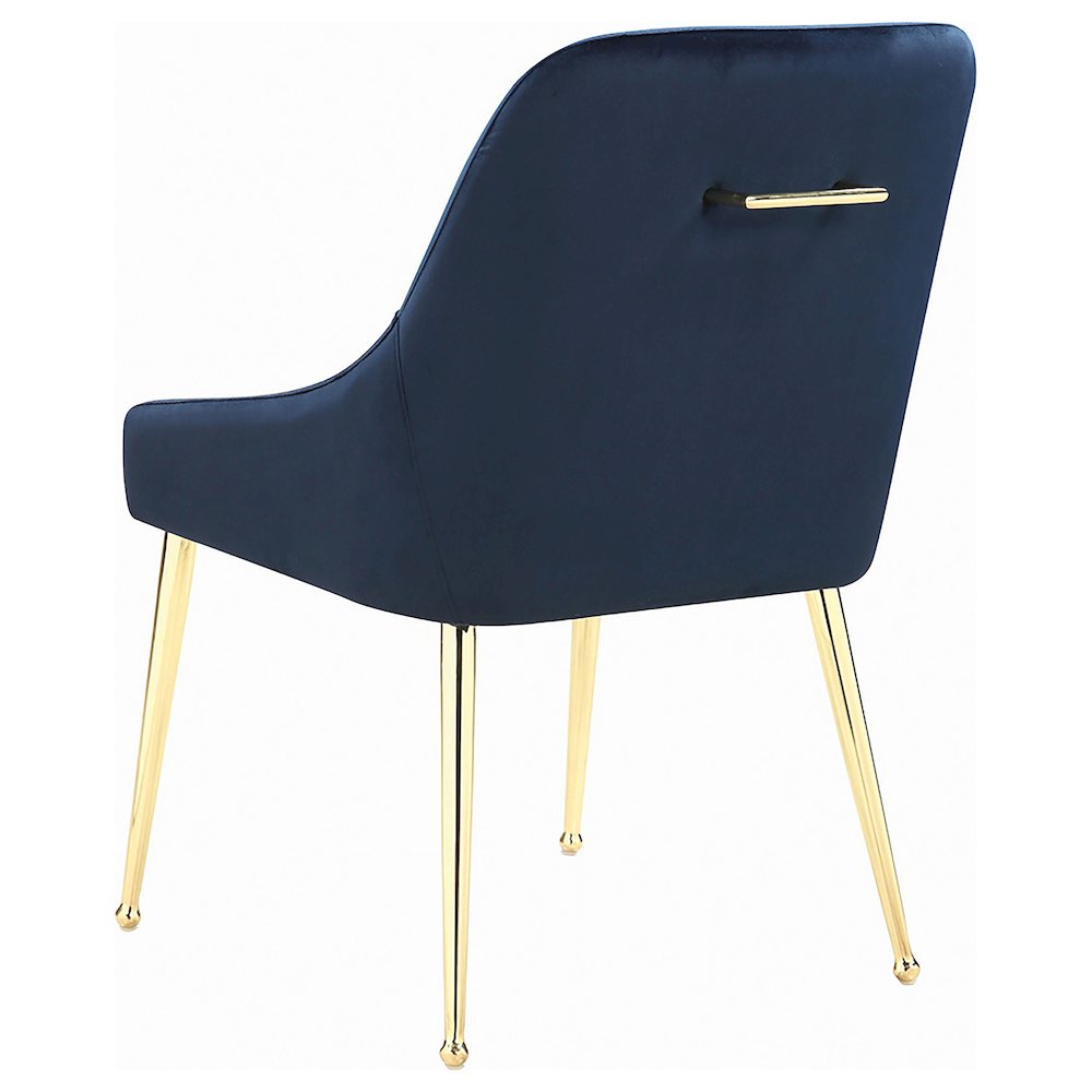 Dark Ink Blue and Gold Upholstered Dining Chairs (Set of 2). Picture 7