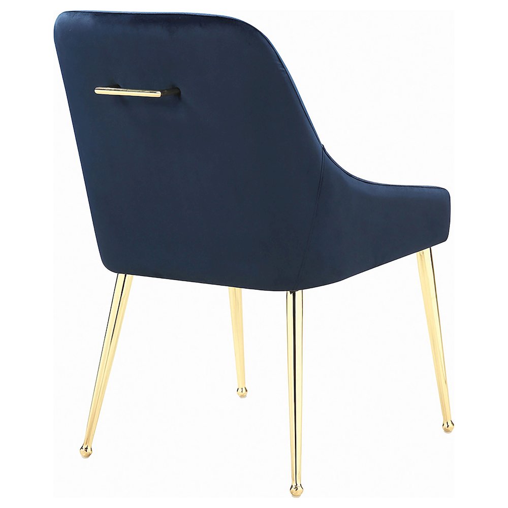 Dark Ink Blue and Gold Upholstered Dining Chairs (Set of 2). Picture 8