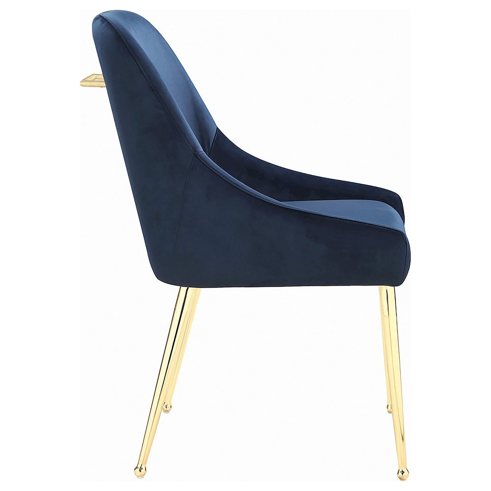 Dark Ink Blue and Gold Upholstered Dining Chairs (Set of 2). Picture 9