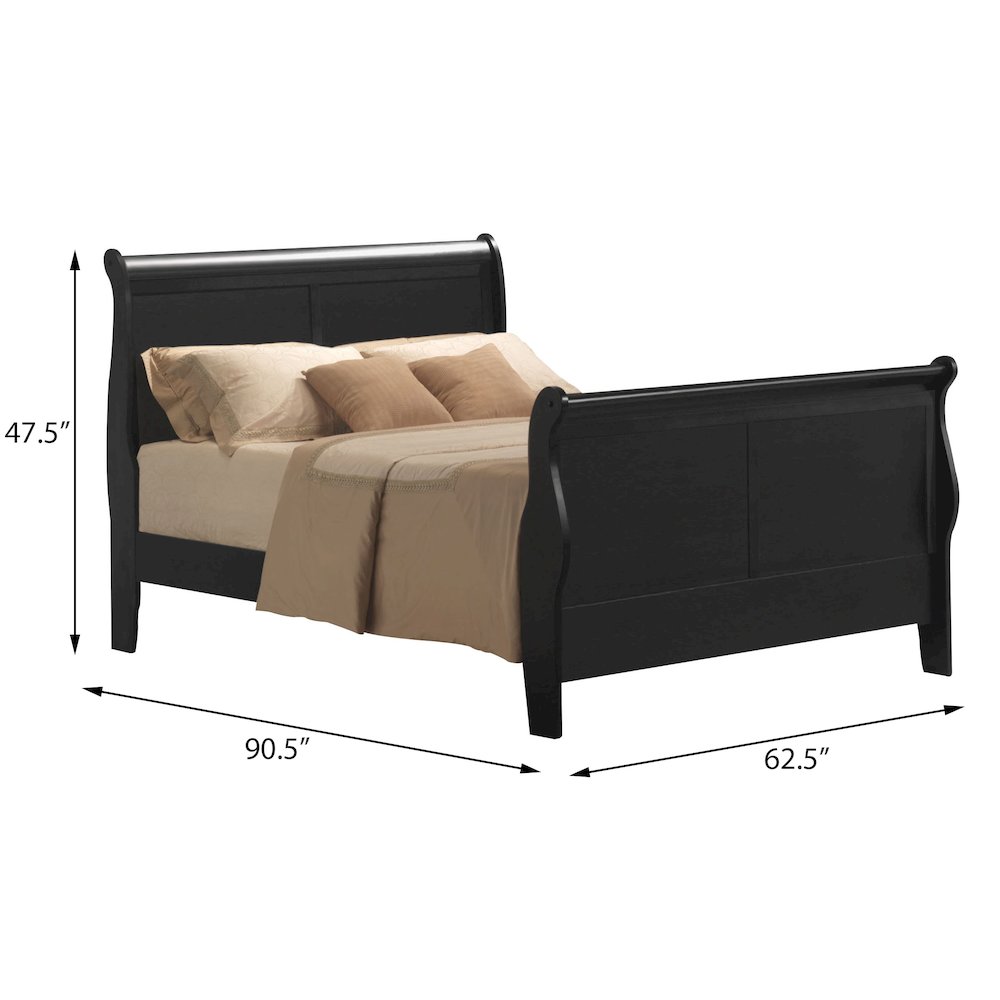 Black Sleigh Panel Bed. Picture 4