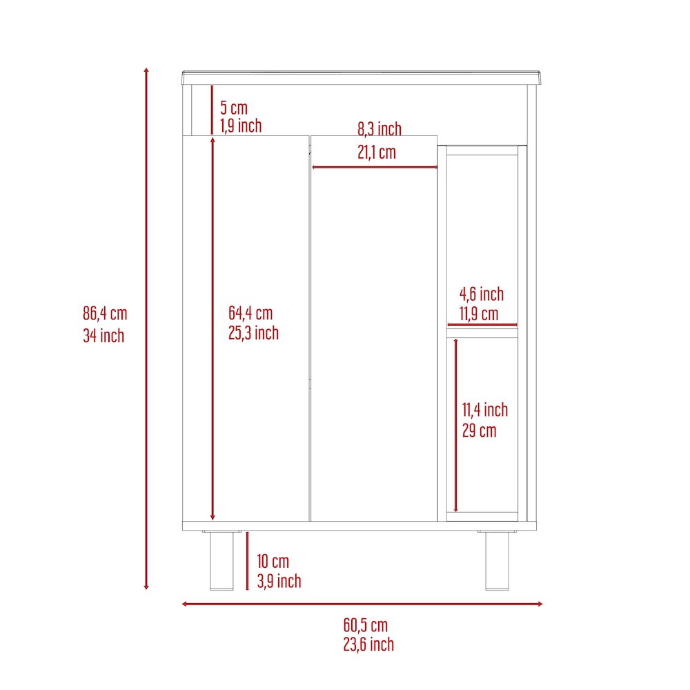 2-Shelf Rectangle Freestanding Vanity Cabinet White. Picture 7