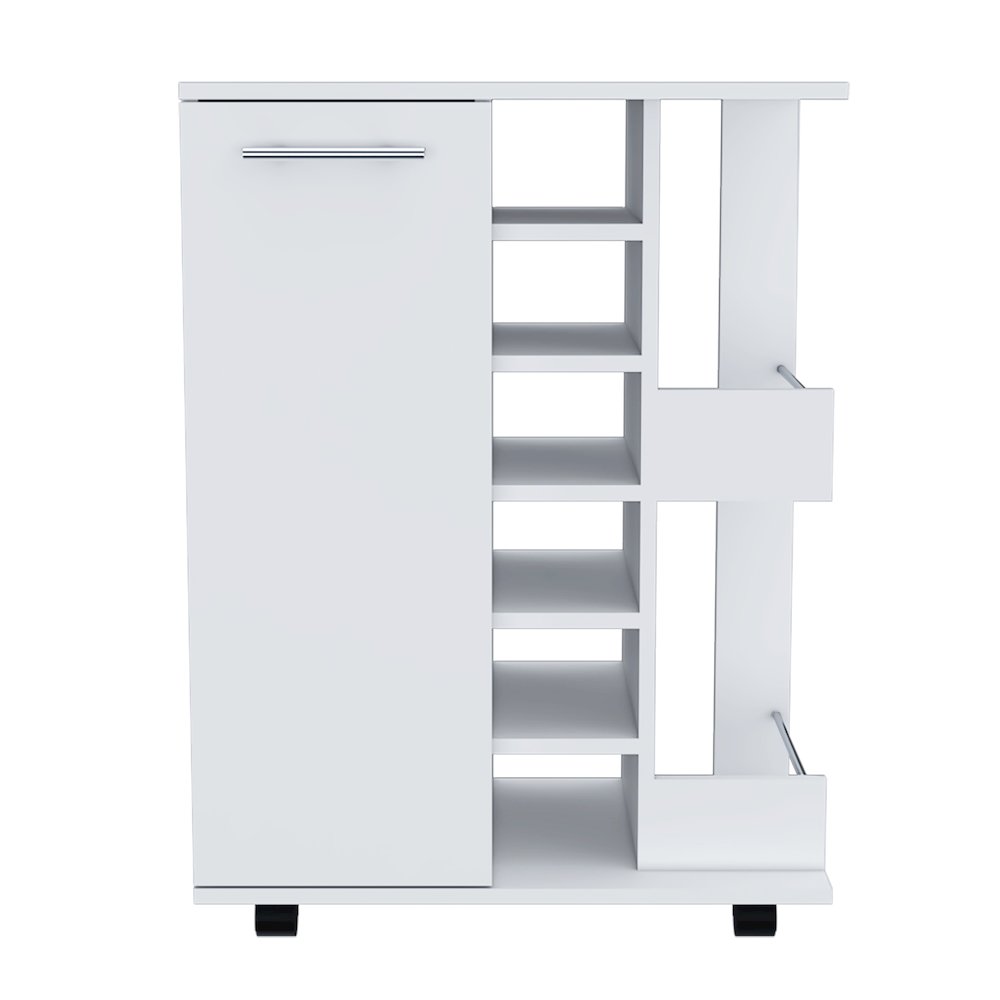 2-Shelf 6-Bottle Bar Cart with Division White. Picture 2