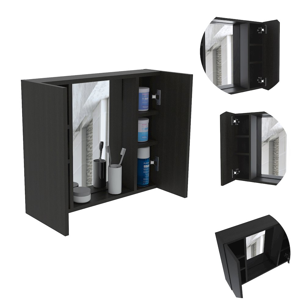 1-Drawer Medicine Cabinet Black Wengue. Picture 1