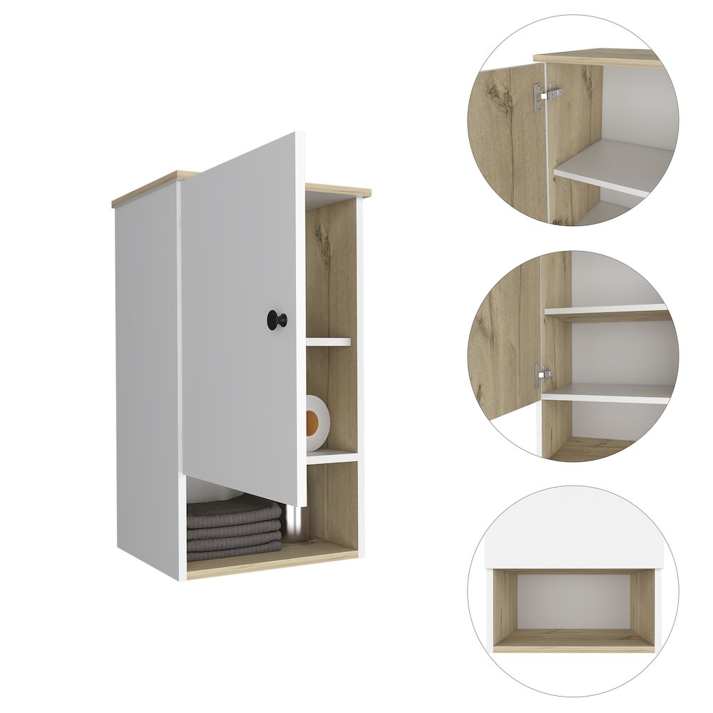 1-Shelf Medicine Cabinet Light Oak and White. Picture 2