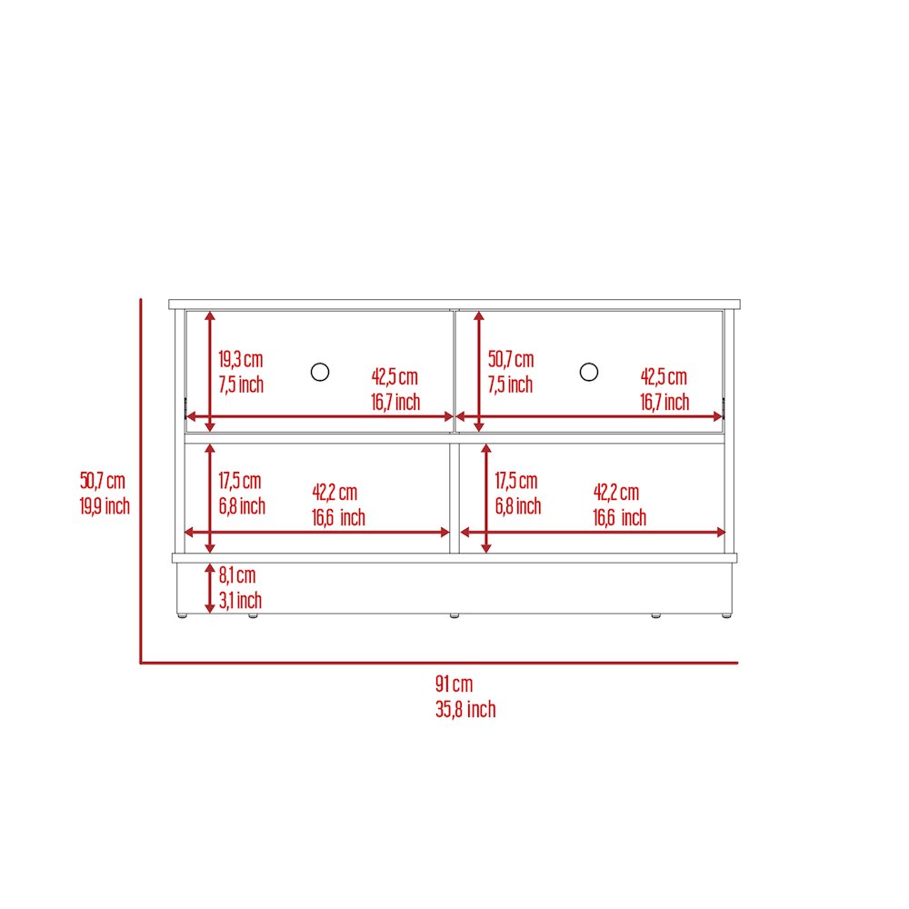 Rectangle 2-Shelf 2-Drawer Storage Bench Light Oak. Picture 7