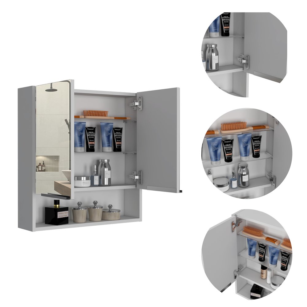 Rectangle Medicine Cabinet with Mirror White. Picture 1