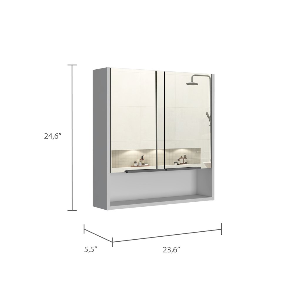 Rectangle Medicine Cabinet with Mirror White. Picture 3
