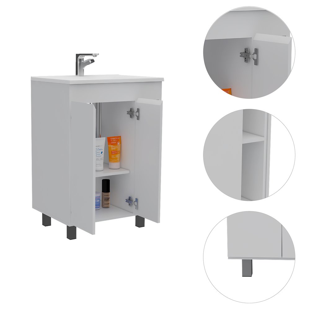 2-Shelf Rectangle Freestanding Vanity Cabinet White. Picture 2