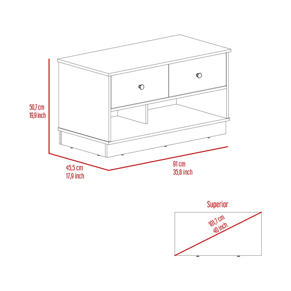 Rectangle 2-Shelf 2-Drawer Storage Bench Light Oak. Picture 6