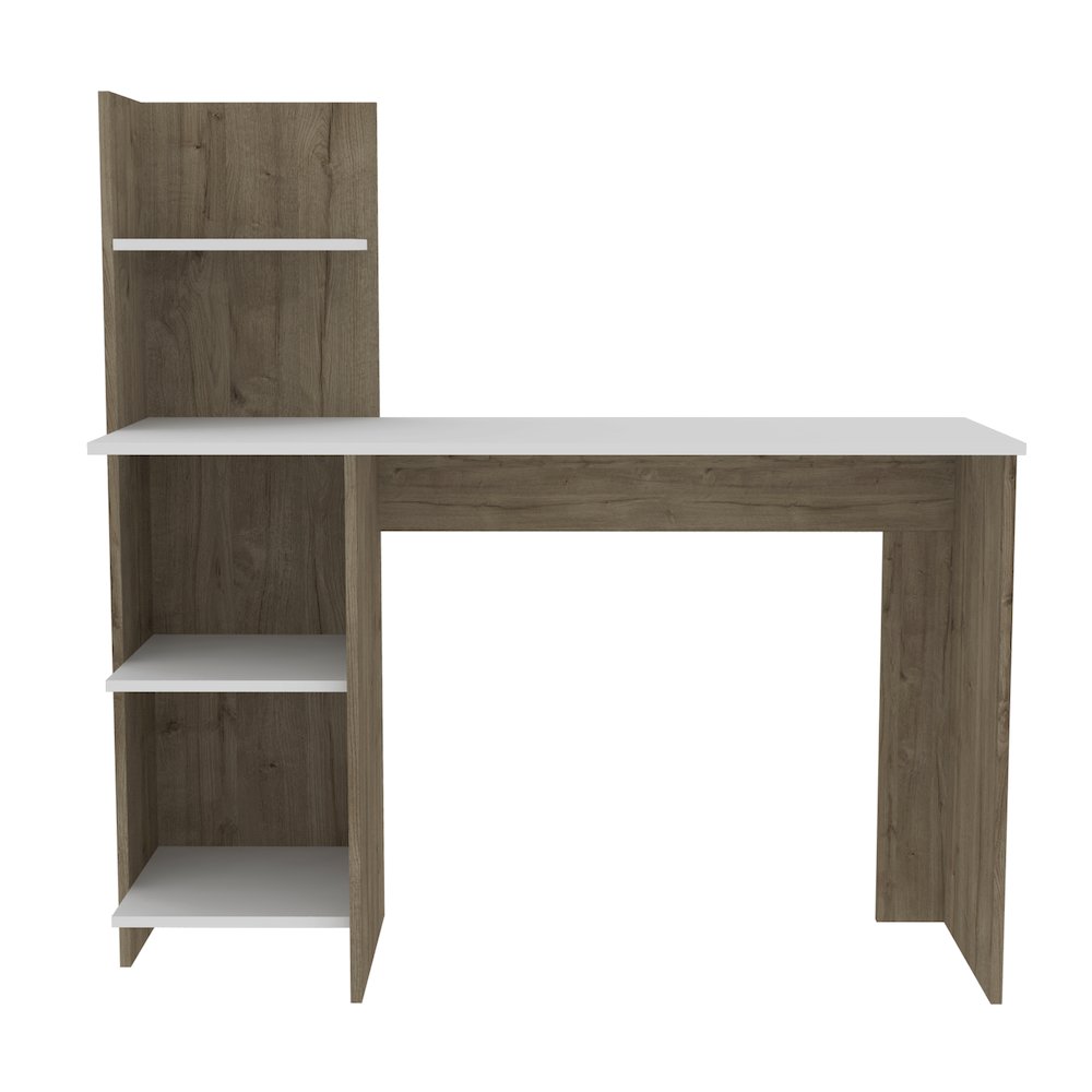 4-Shelf Writing Desk White and Pine. Picture 1