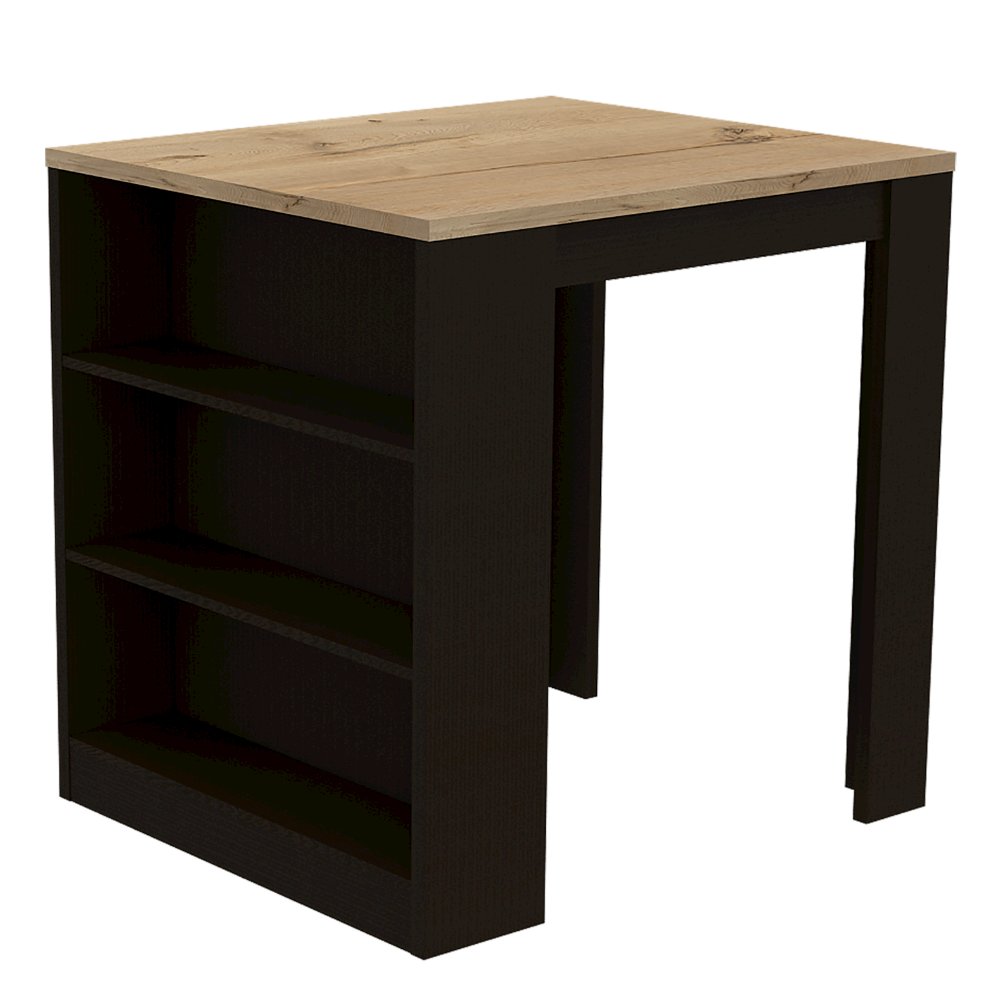 3-Drawer Kitchen Island Black Wengue and Pine. Picture 5